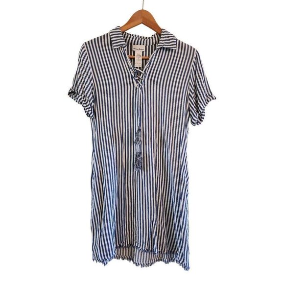 Tommy Bahama Dresses & Skirts - Tommy Bahama nautical striped tassel tie raw edge dress size small
